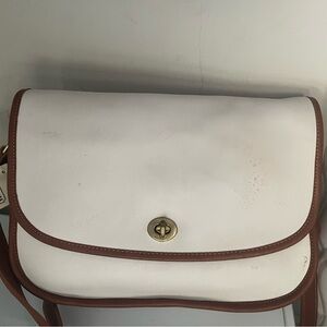 Elegant White and Brown Women's Bag